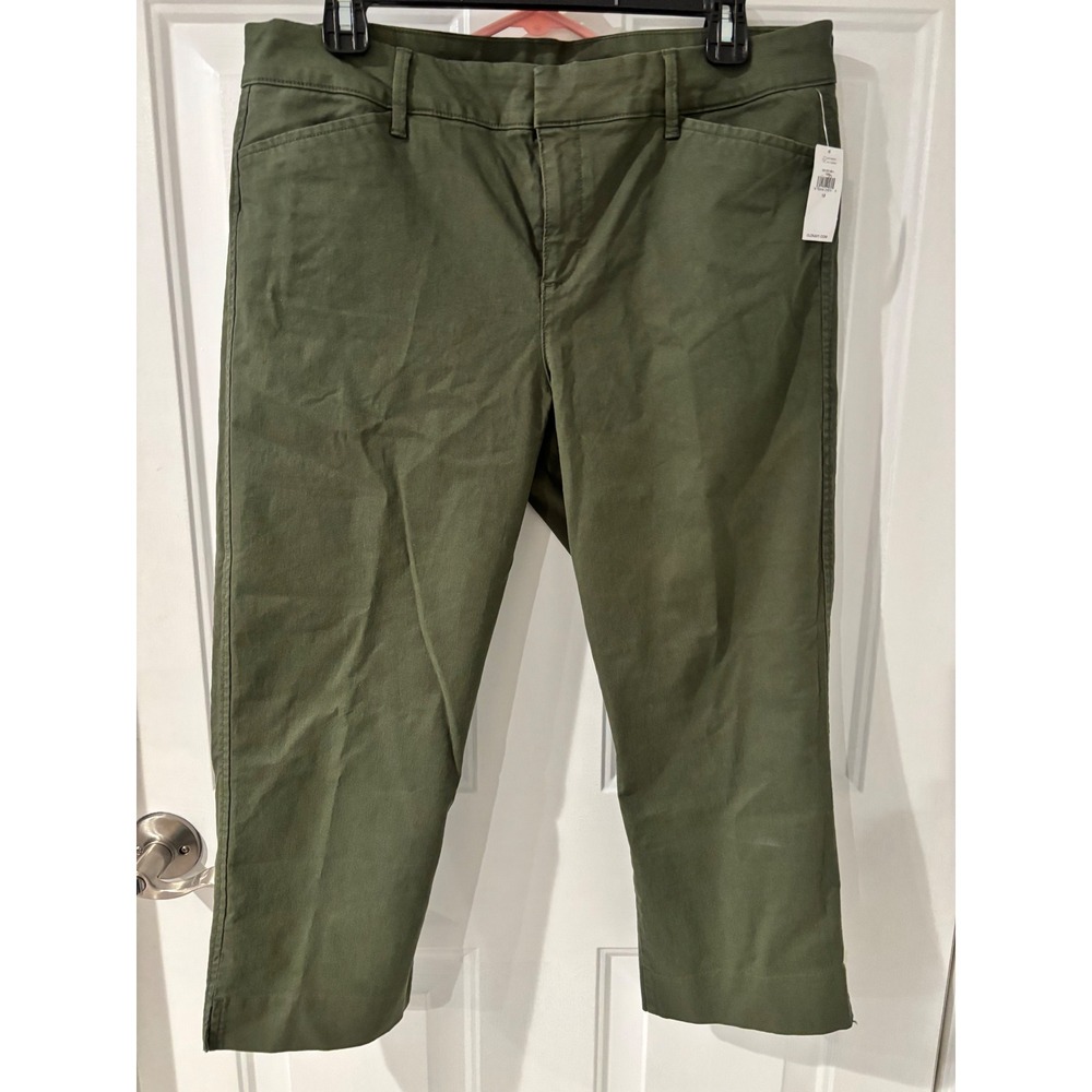 Old Navy Pixie Mid-Rise Cropped Chino  Olive Green Dress Casual Utility Sz 12